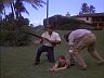T.C. (Roger E. Mosley), Higgins (John Hillerman & Magnum (Tom Selleck)